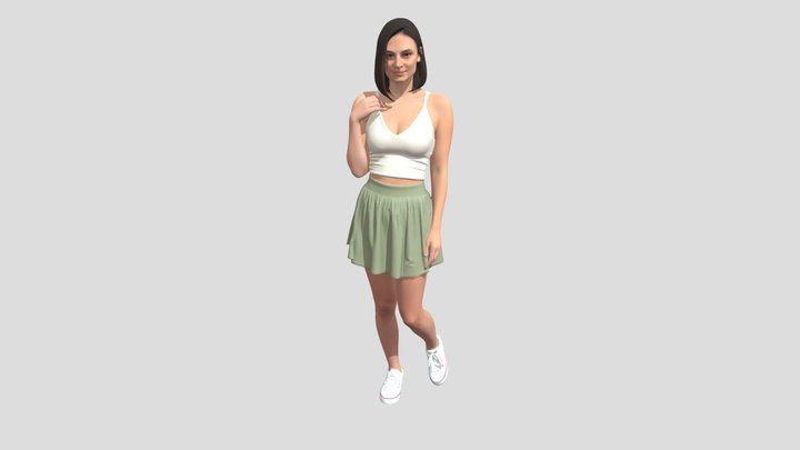 Casual Beige Crop Top with Olive Skirt – Free 3D Model STL