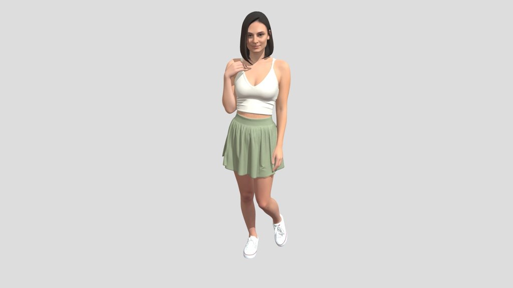 Casual Beige Crop Top with Olive Skirt