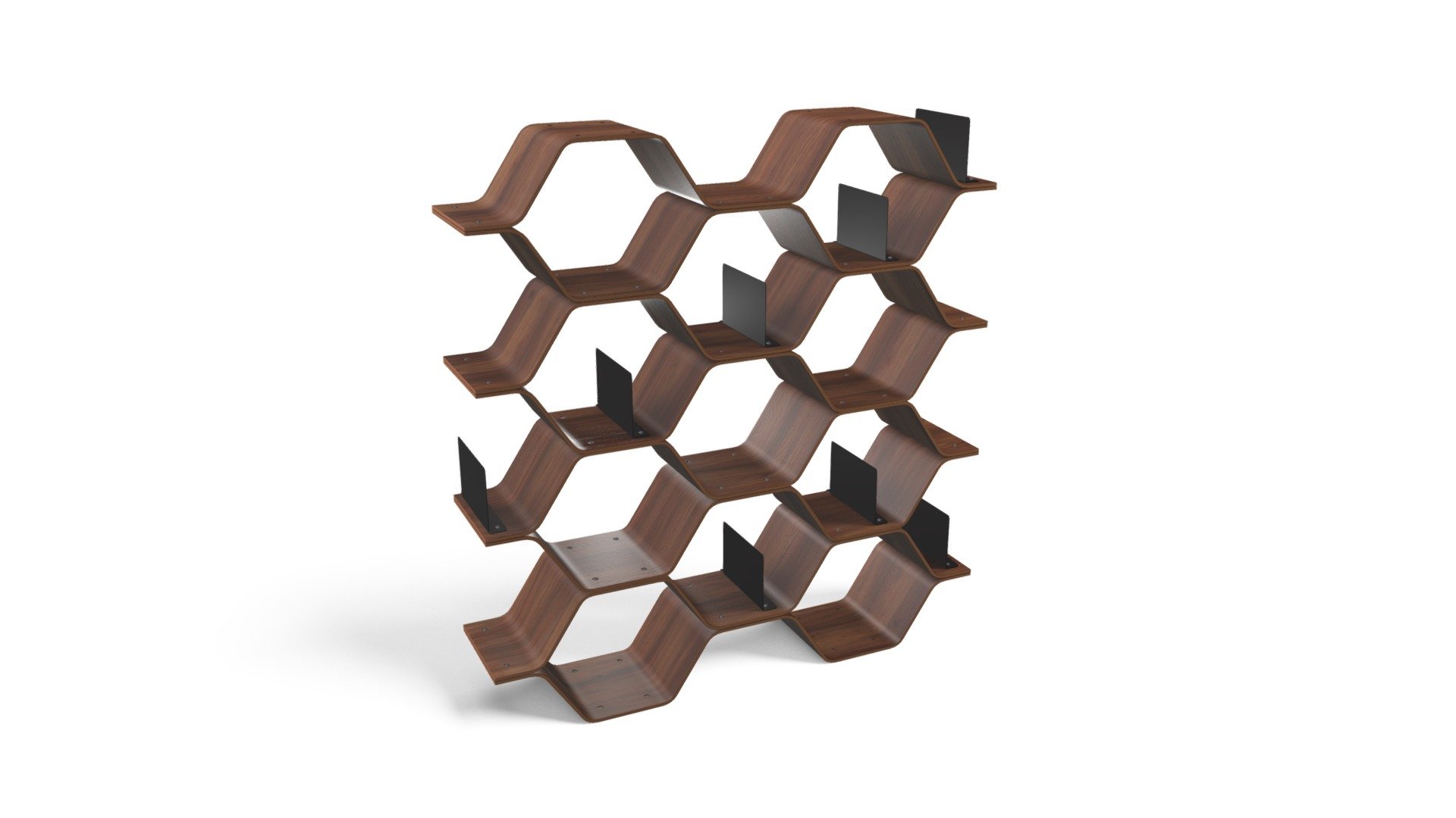 Polygon Shelving Unit, Walnut