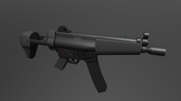 SMG MP5 Low Poly 3D Model