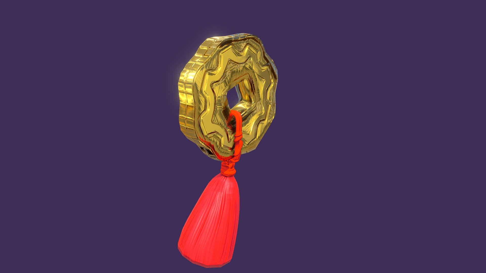 Gold Coin / Pendant With Tassel - Download Free 3D model by ...
