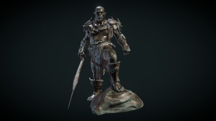 Battle worn Orc Statue 3D Model