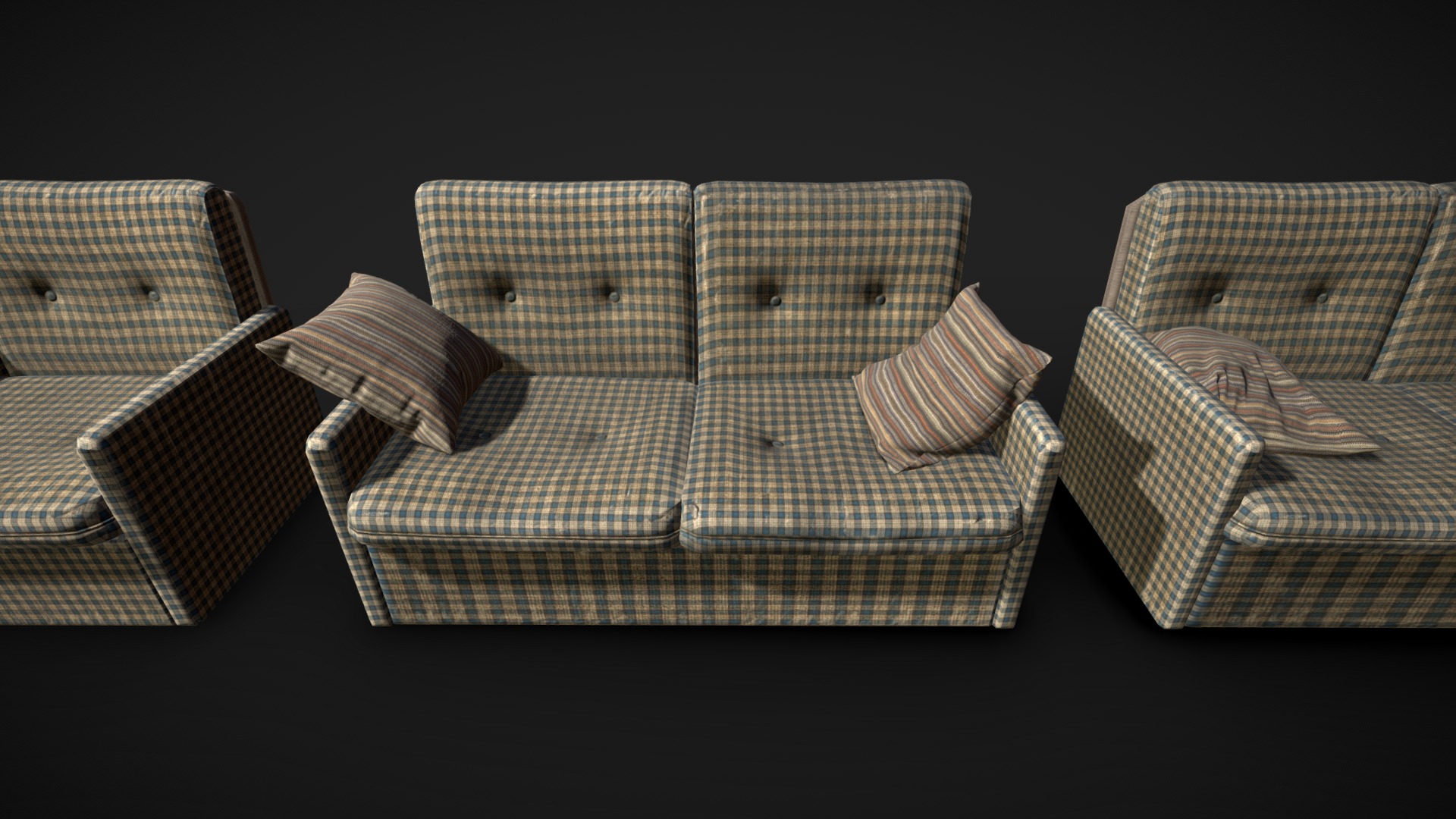 3D model Sofa Set - This is a 3D model of the Sofa Set. The 3D model is about a group of chairs.