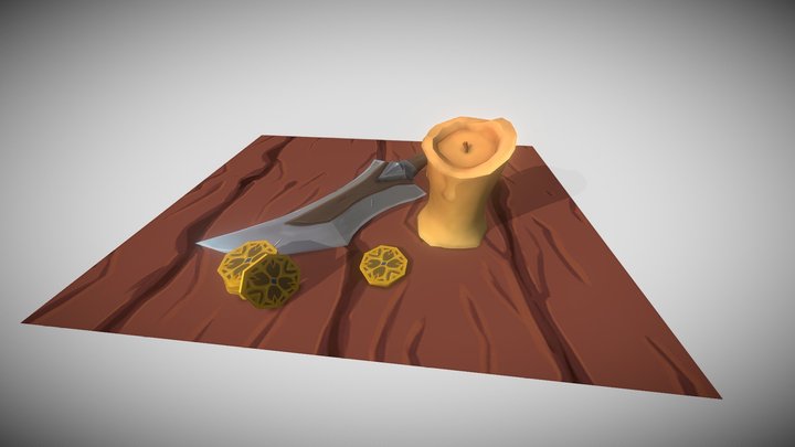 Hand-Painted Tavern Table 3D Model