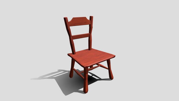 Wooden Chair low poly 3D Model