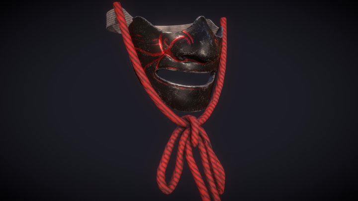 Black Facemask with red Detail + Helmet strap 3D Model