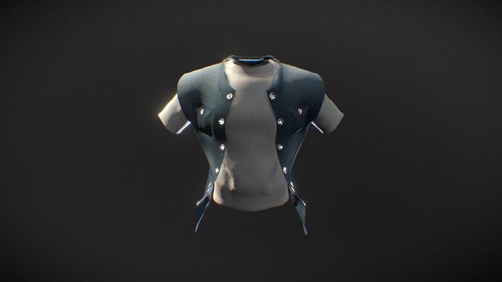 Sleeveless Jeans Jacket 3D Model