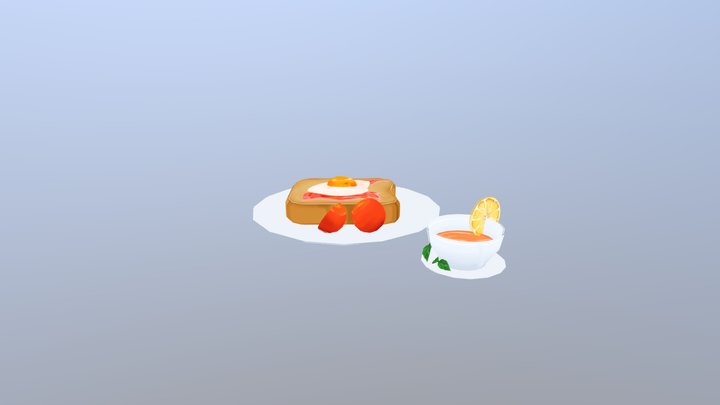 Egg Bacon Toast 3D Model