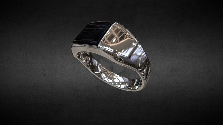 Ring, Silver with black cristal 3D Model