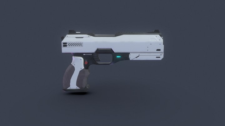 Low Poly Cyberpunk Sci-Fi Pistol Gun Futuristic 3D Model