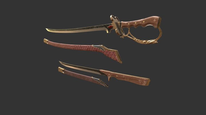 Cyrella's Katana-style Saber and Short Sword 3D Model