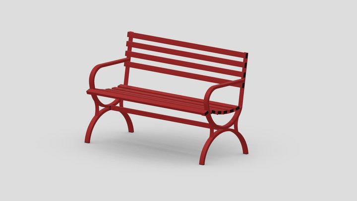 Red Bench 3D Model