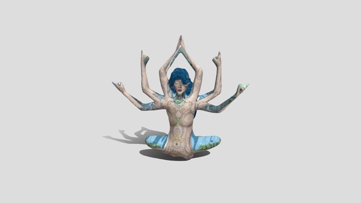Diosa de los elementos de pelo azul 3D Model