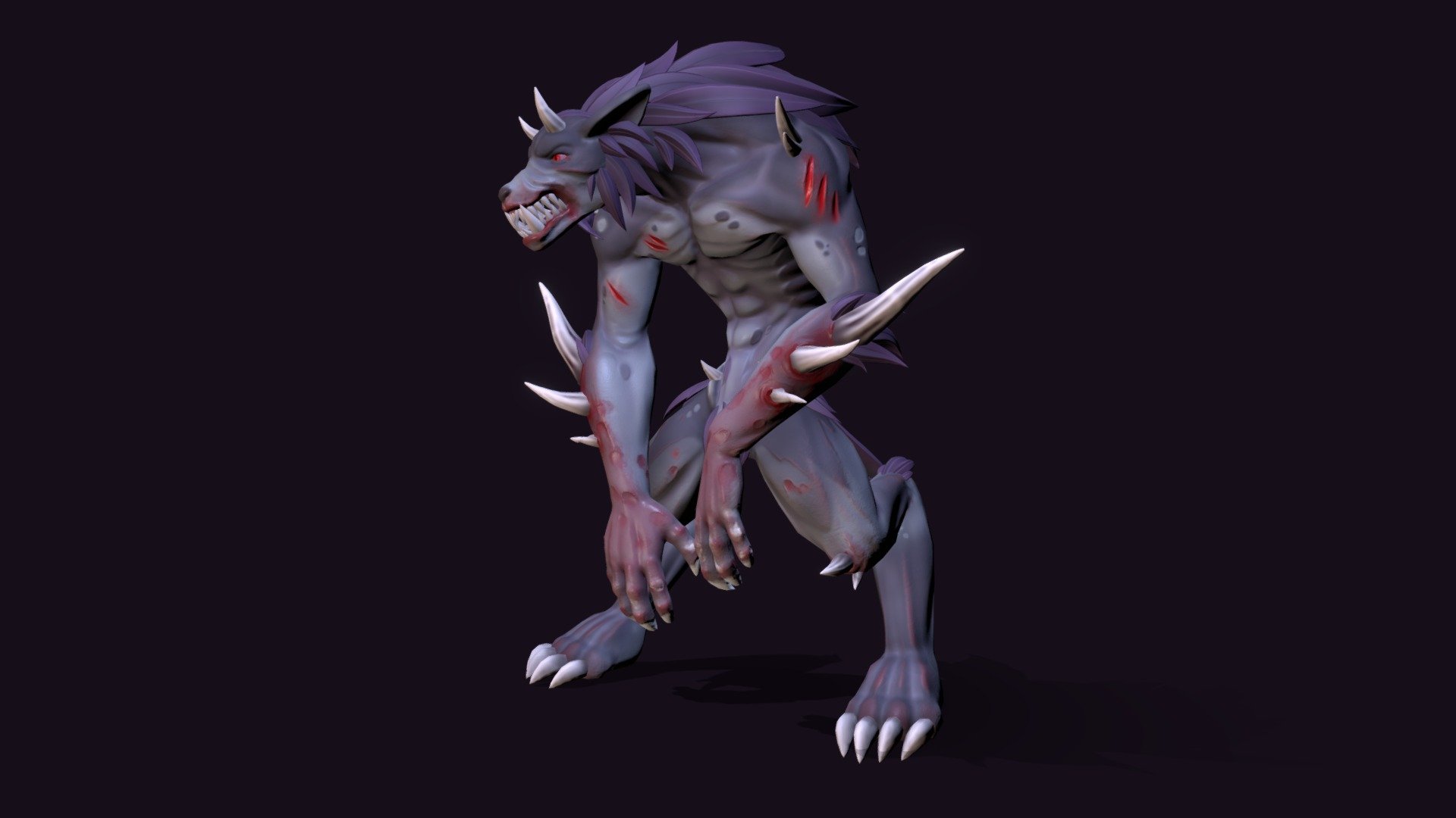 3D model Among Us Purple Werewolf VR / AR / low-poly