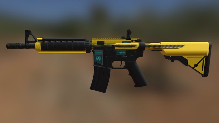 M4A4 Cyber yellow 3D Model