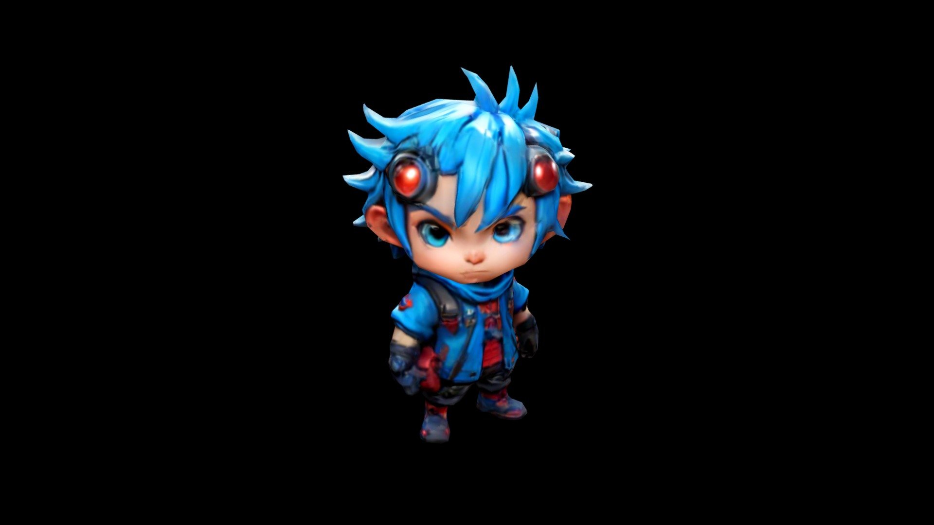 The title is "Anime-style cartoon character with - Download Free 3D ...