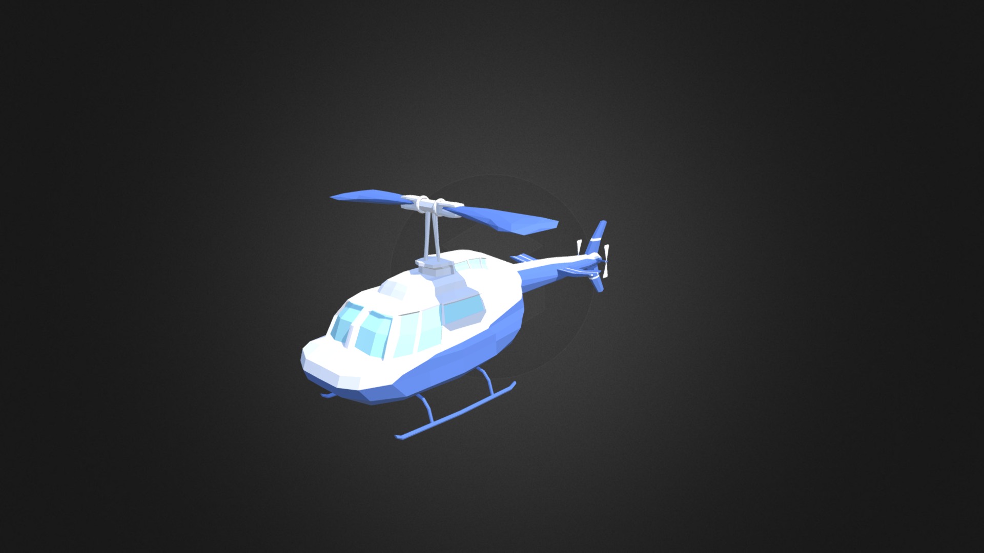 3D model Helicopter - This is a 3D model of the Helicopter. The 3D model is about a blue and white helicopter.