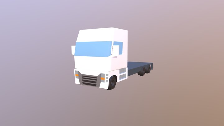 Low Poly Open Cargo Truck 3D Model