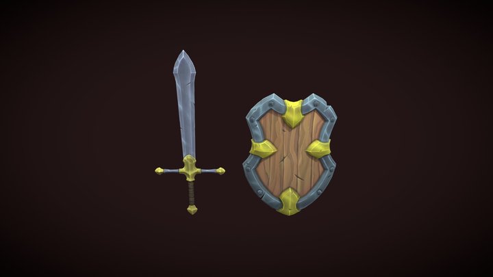 Shield and sword 3D Model
