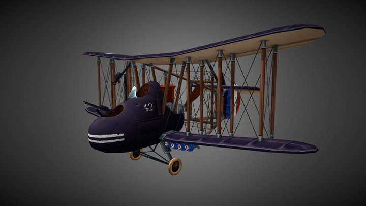 Stylized WWI plane - FE.2b 3D Model