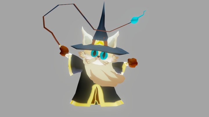 A3_Character_Cat Wizard 3D Model