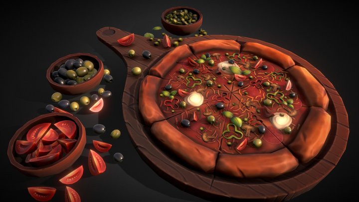 Stylized Pizza 3D Model