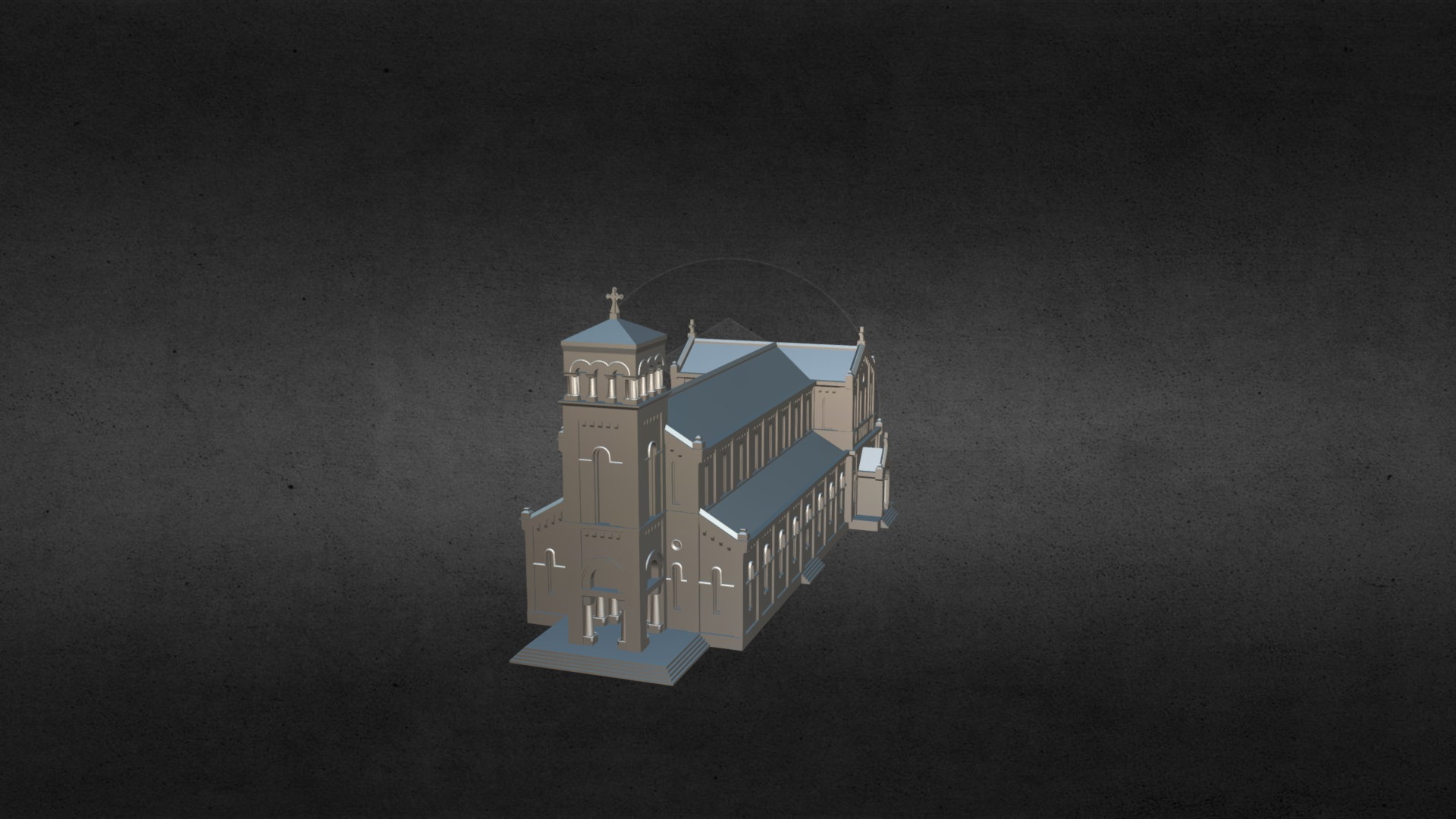 3D model Kiến trúc Nhà thờ LA VANG QUẢNG TRỊ - This is a 3D model of the Kiến trúc Nhà thờ LA VANG QUẢNG TRỊ. The 3D model is about a small house on a black surface.