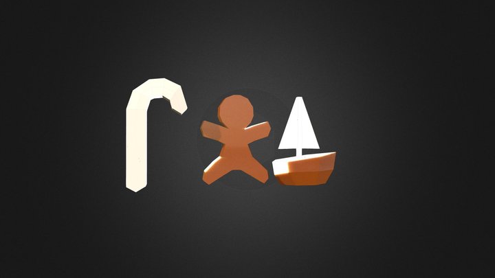 Cookie, cane and boat 3D Model