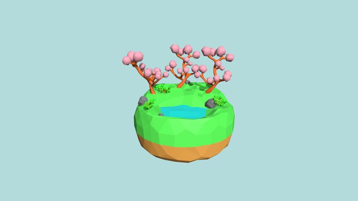 Low Poly Pond 3D Model