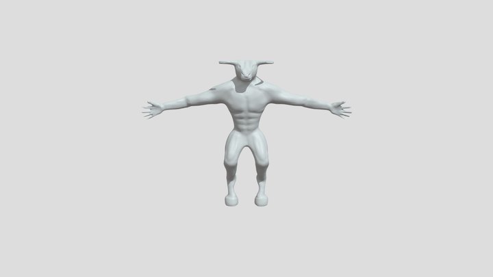 untextured Minotaur 3D Model