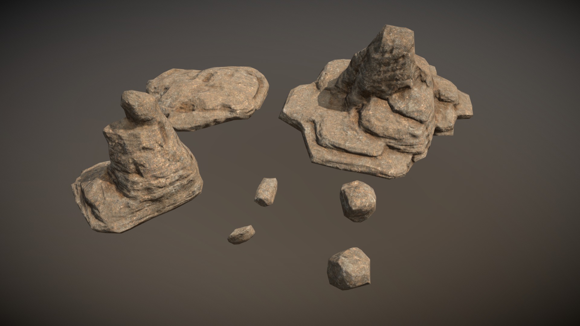 3D model Lowpoly sandstone Kit - This is a 3D model of the Lowpoly sandstone Kit. The 3D model is about a group of rocks.