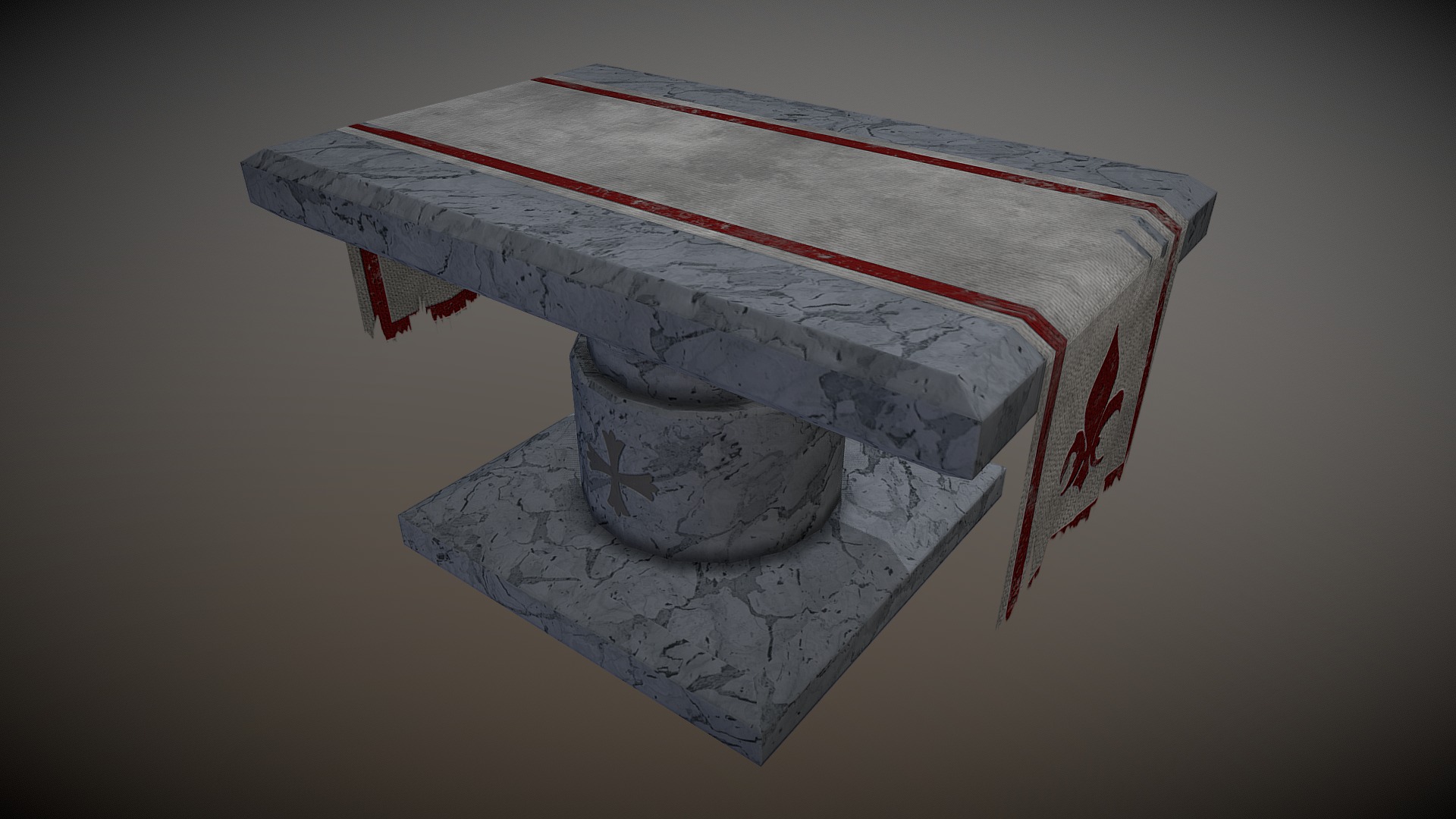 3D model Medieval stone table - This is a 3D model of the Medieval stone table. The 3D model is about a white and red box.