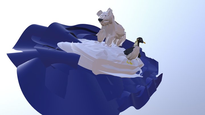 Arctic Scene (Polar Bear & Penguin) 3D Model