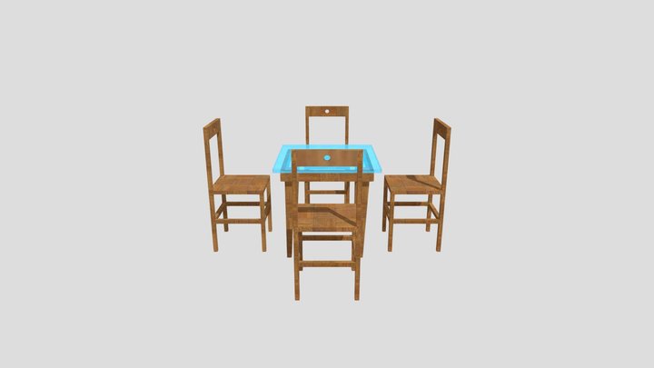 Table + 4 Chairs 3D Model