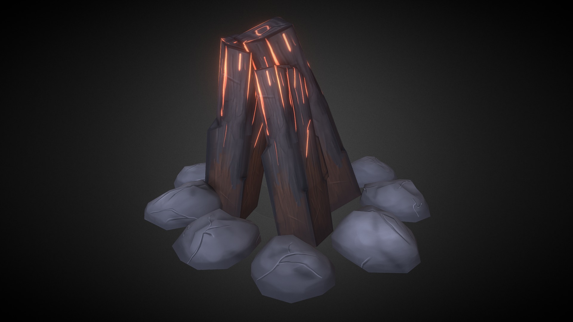 3D model Low poly stylized campfire - This is a 3D model of the Low poly stylized campfire. The 3D model is about a group of white crystals.