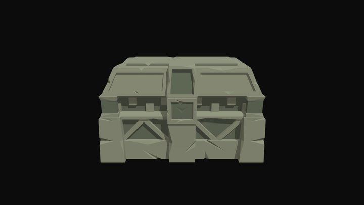 Cartoon aztec chest Polygonal 3D Model