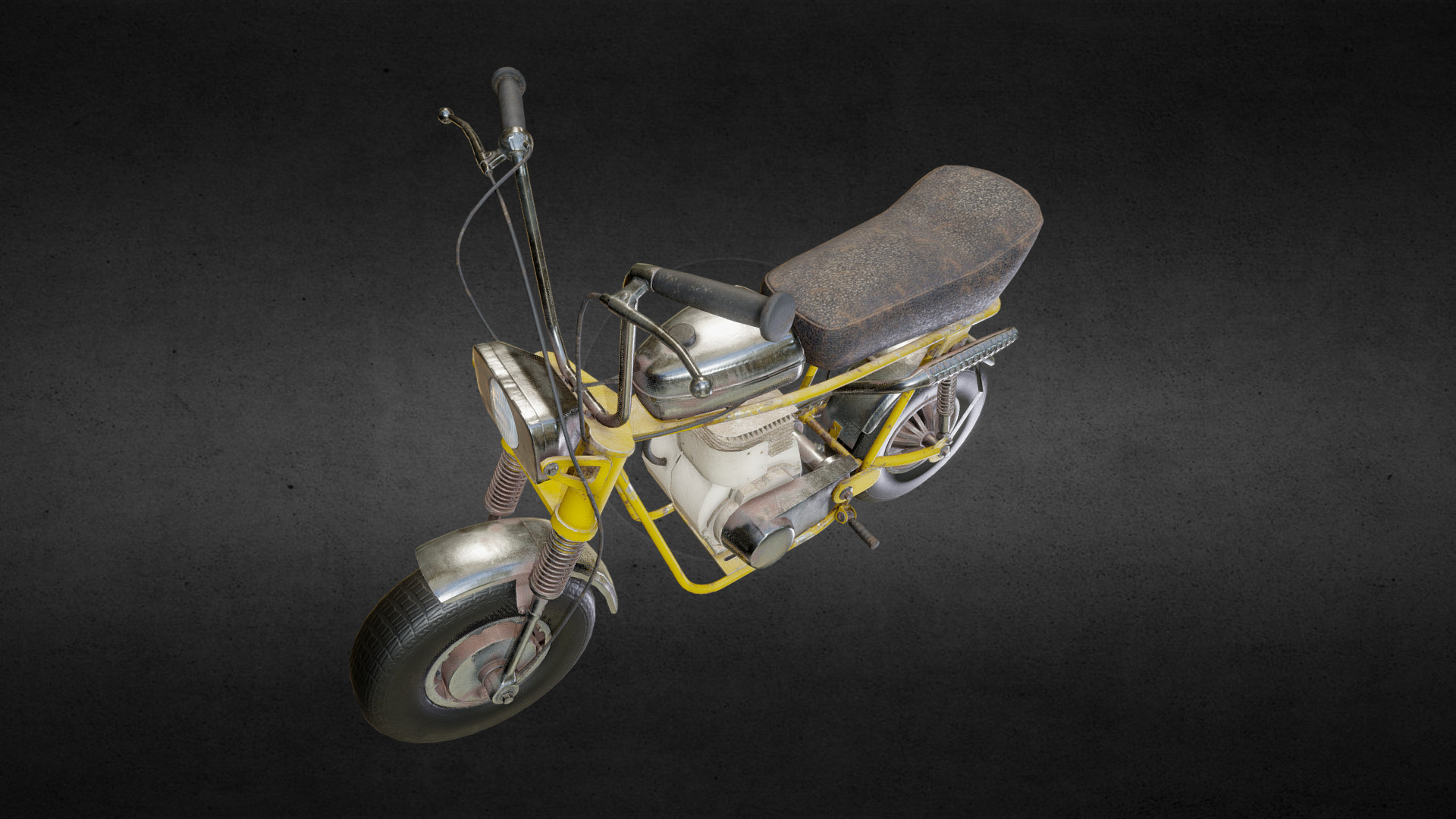 3D model Rupp Roadster Minibike - This is a 3D model of the Rupp Roadster Minibike. The 3D model is about a motorcycle parked on a black surface.