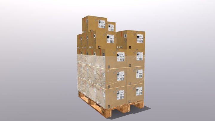 Pallet with boxes 400X300X300 3D Model
