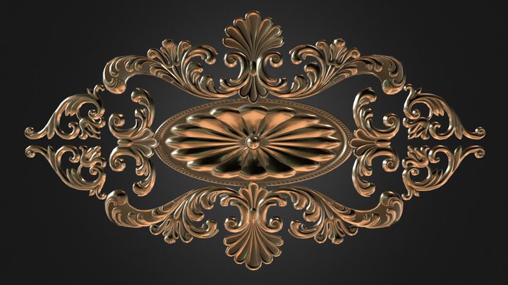 Golden Baroque Ornament 3D Model