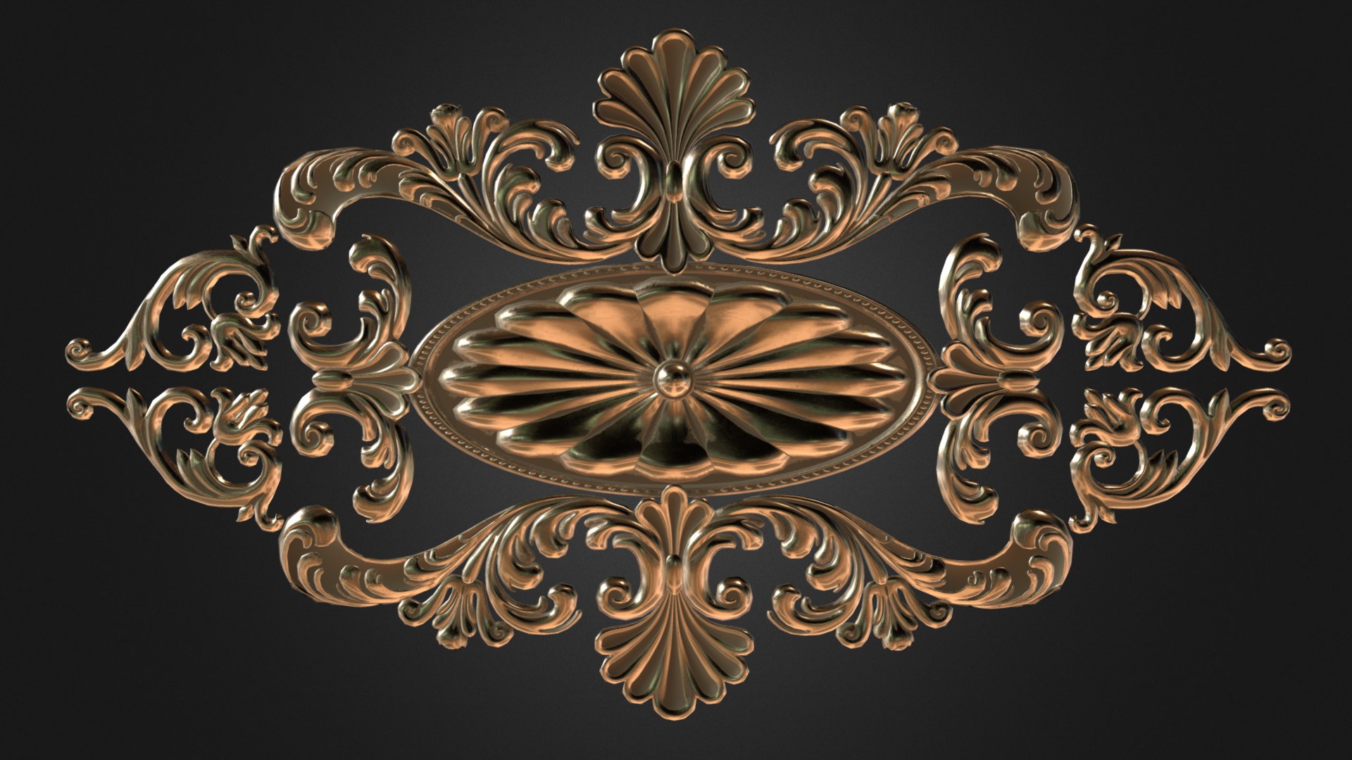 3D model Golden Baroque Ornament - This is a 3D model of the Golden Baroque Ornament. The 3D model is about background pattern.
