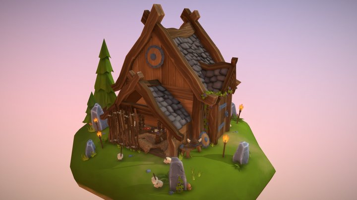 Stylized Viking Druidhouse 3D Model