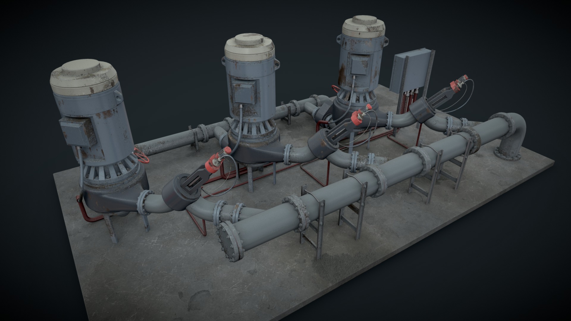 3D model Machinery device. Pump station - This is a 3D model of the Machinery device. Pump station. The 3D model is about a model of a space ship.