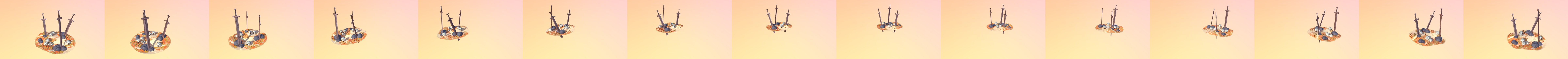 Giant Swords in a Field 3D Model
