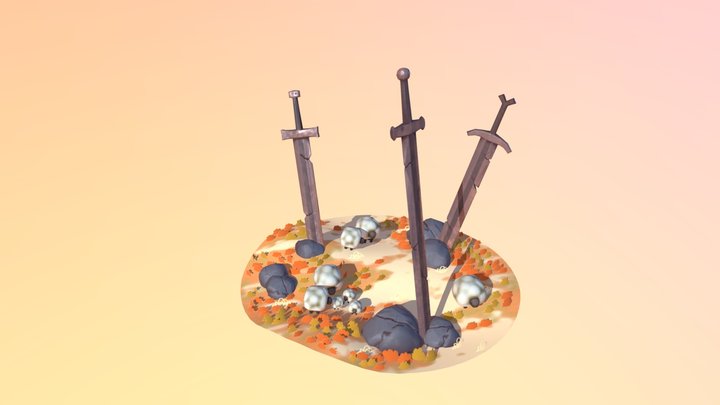 Giant Swords in a Field 3D Model