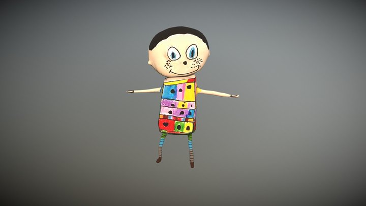 Child self portrait drawing models 3D Model