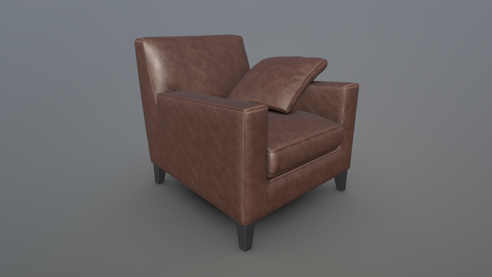 3D model Leather _Sofa_USDZ_GLTF - This is a 3D model of the Leather _Sofa_USDZ_GLTF. The 3D model is about a brown chair with a cushion.
