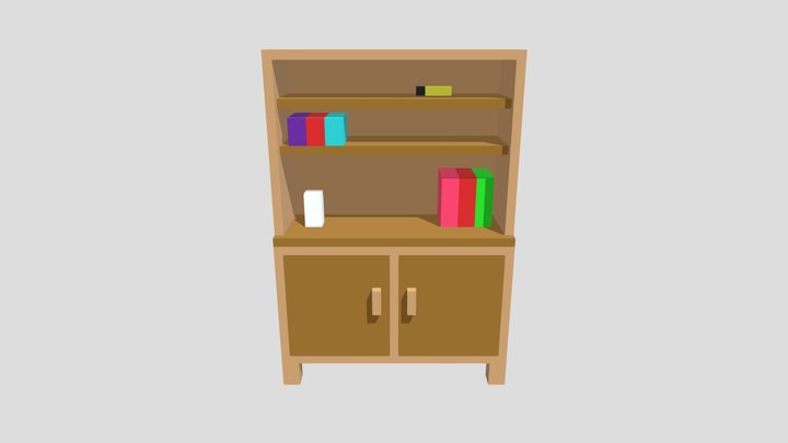 3D Wooden Cupboard Voxel Art 3D Model