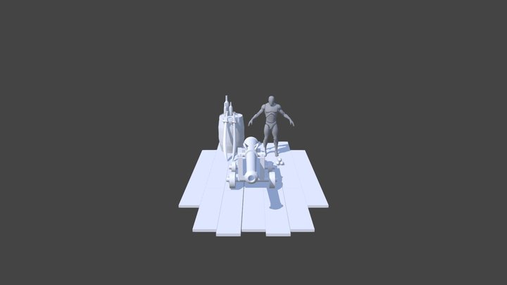 Cannon with Environment 3D Model