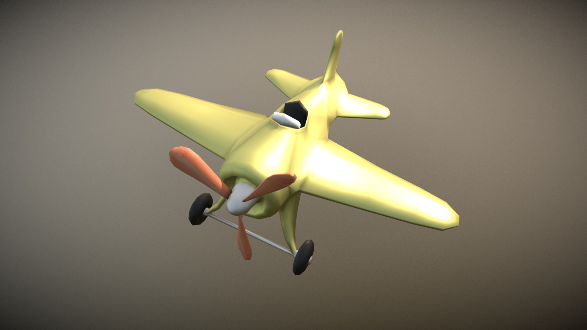 3D model Game Ready Aeroplane Yellow Low Poly - This is a 3D model of the Game Ready Aeroplane Yellow Low Poly. The 3D model is about a ceiling fan with a yellow light.
