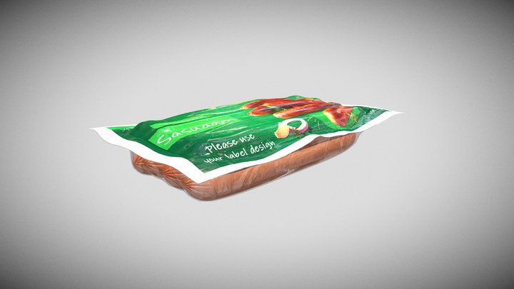 Pack of Sausages with a Label 3D Model